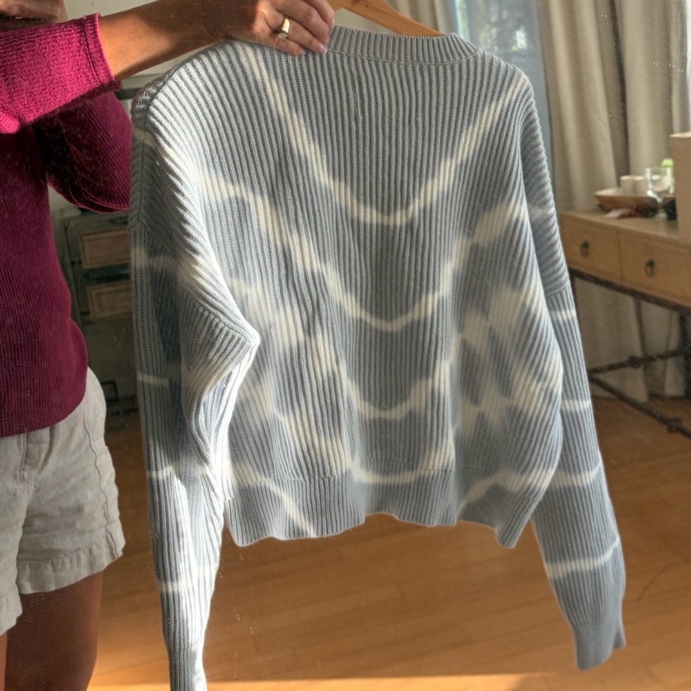 NWOT Pistola Sweater Women’s Size S Light Blue and White Tie-Dye